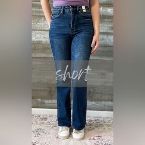 judy blue tummy control back pocket embroider bootcut jeans short inseam JB88786